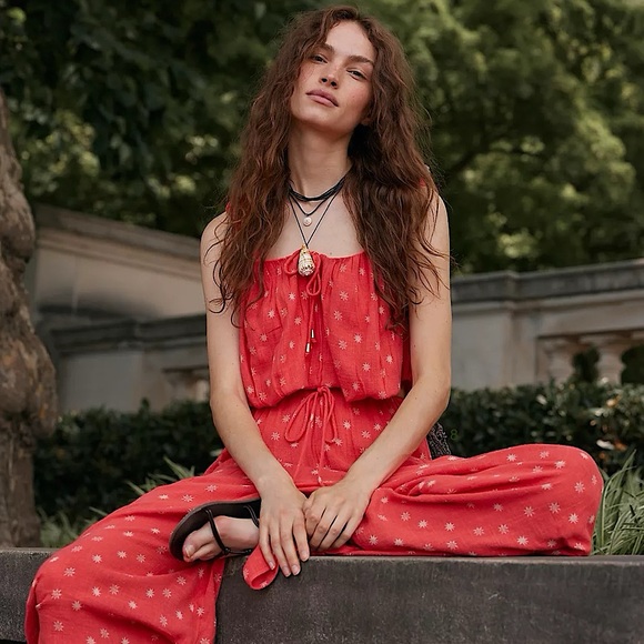 NEW Free People This Love Set In Hot Coral Combo - Picture 3 of 17